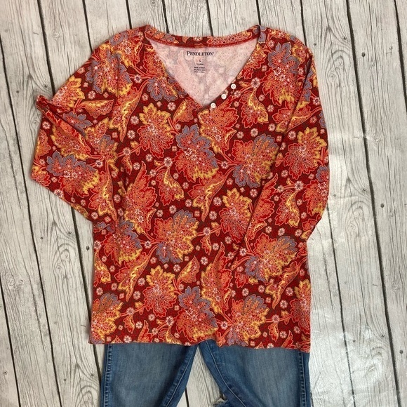 Pendleton Paisley Pullover Top - Picture 2 of 5